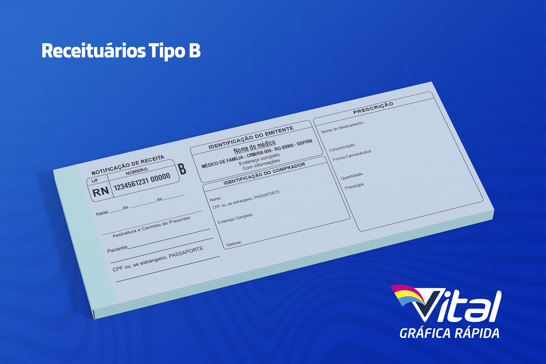 Talão Receituário de Controle Especial Azul B1 - 1 via